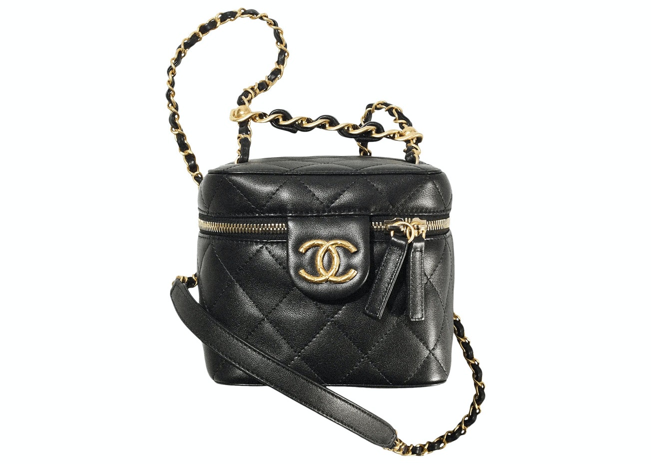 CHANEL Caviar Quilted Small Vanity Case With Chain Black 527059   FASHIONPHILE